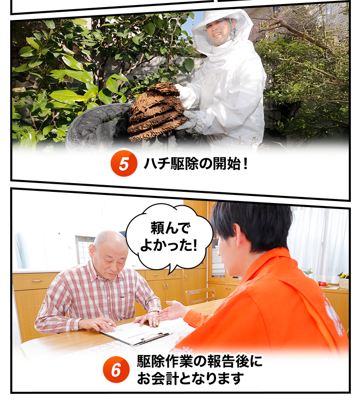 ハチを駆除～お会計のイメージ